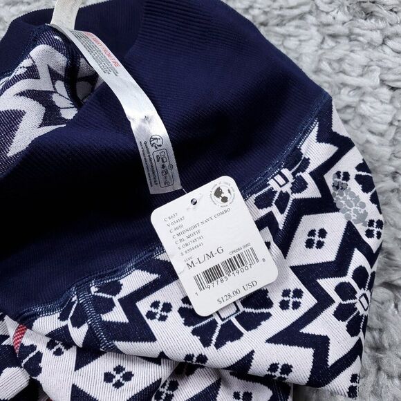 READ Free People Movement Women's Myoko Jacquard Base Leggings Size M/L Navy - Picture 4 of 12